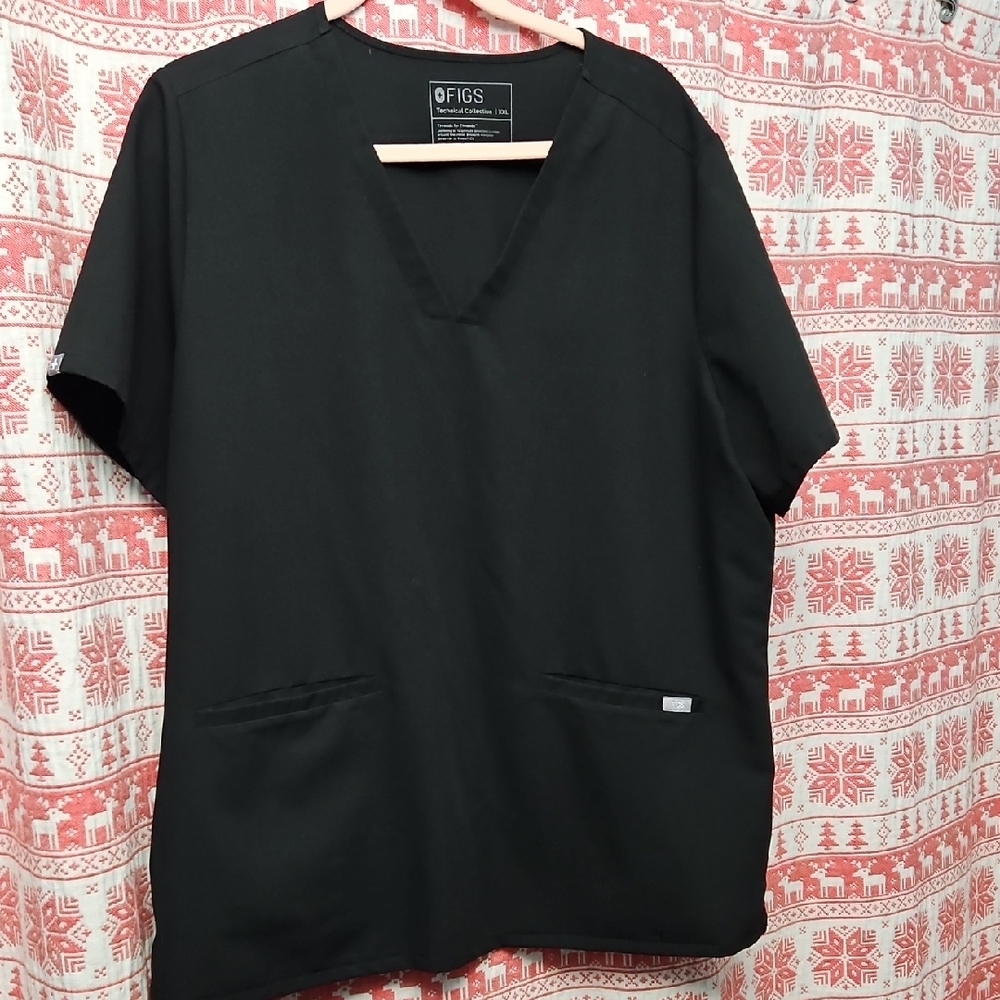 Figs Classic Casma Black V-Neck Scrub Top XXL
